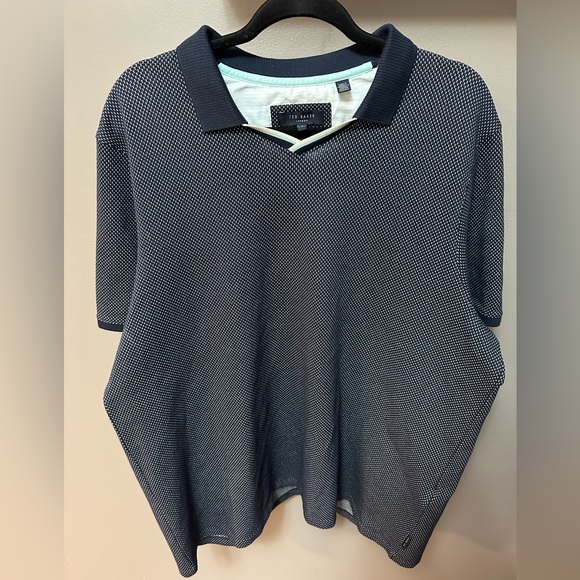 TED BAKER LONDON | Men’s Size 7 Navy Textured Polo Shirt - Picture 2 of 8